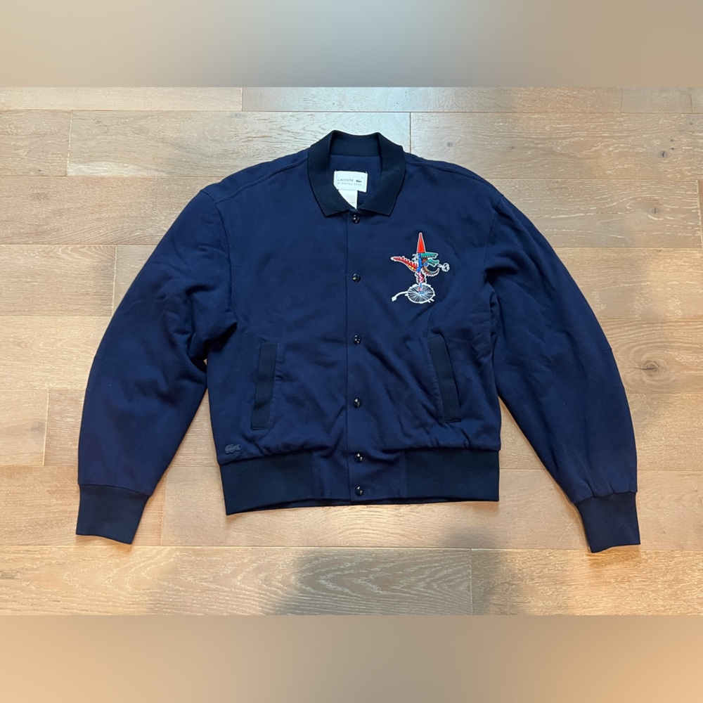 Lacoste Jean Paul Goude collab navy bomber jacket